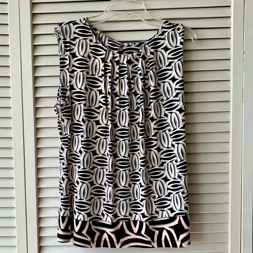 Calvin Klein Sleeveless Pleat Neck Top -Multicolor